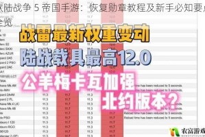 欧陆战争 5 帝国手游：恢复勋章教程及新手必知要点全览