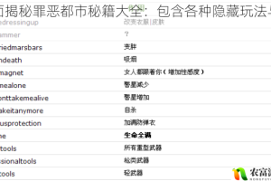 全面揭秘罪恶都市秘籍大全：包含各种隐藏玩法与技巧