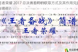 王者荣耀 2017 总决赛音符的获取方式及其作用究竟有哪些？