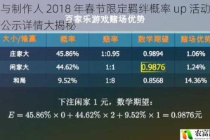 恋与制作人 2018 年春节限定羁绊概率 up 活动概率公示详情大揭秘