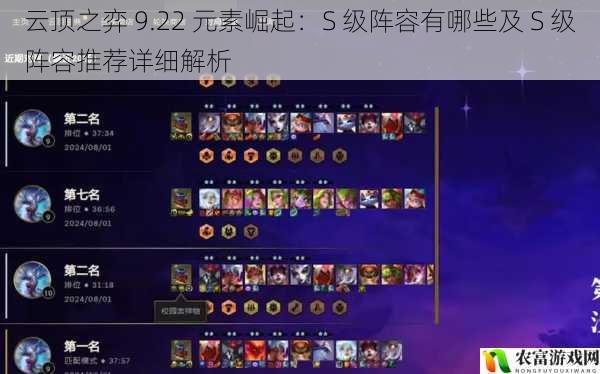 云顶之弈 9.22 元素崛起:S 级阵容有哪些及 S 级阵容推荐详细解析