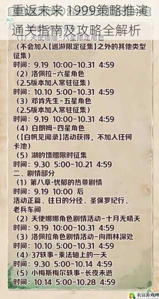 重返未来 1999策略推演通关指南及攻略全解析