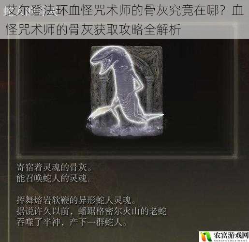 艾尔登法环血怪咒术师的骨灰究竟在哪?血怪咒术师的骨灰获取攻略全解析