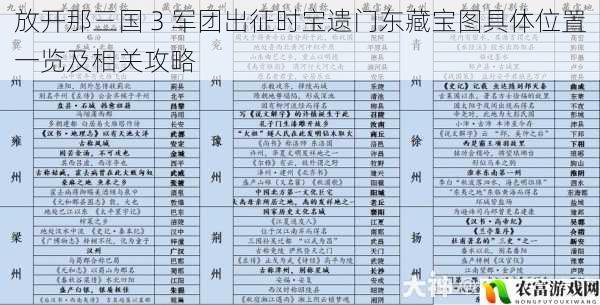 放开那三国 3 军团出征时宝遗门东藏宝图具体位置一览及相关攻略