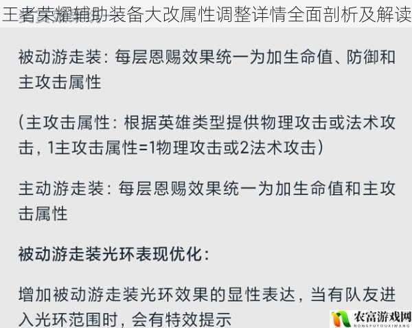 王者荣耀辅助装备大改属性调整详情全面剖析及解读