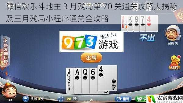 微信欢乐斗地主 3 月残局第 70 关通关攻略大揭秘及三月残局小程序通关全攻略