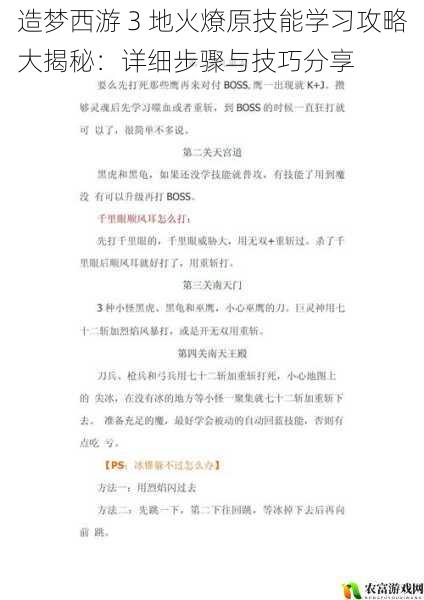 造梦西游 3 地火燎原技能学习攻略大揭秘：详细步骤与技巧分享