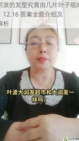 阿波的发型究竟由几片叶子组成？12.16 答案全面介绍及解析