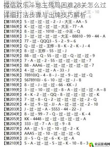 微信欢乐斗地主残局困难28关怎么过详细打法步骤与出牌技巧解析