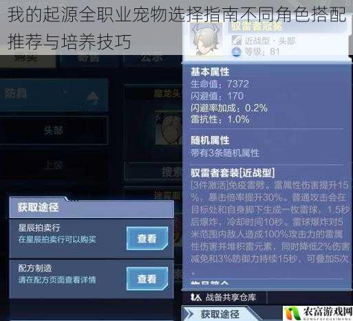我的起源全职业宠物选择指南不同角色搭配推荐与培养技巧