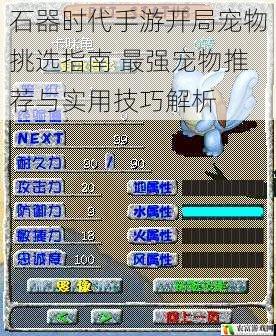 石器时代手游开局宠物挑选指南 最强宠物推荐与实用技巧解析