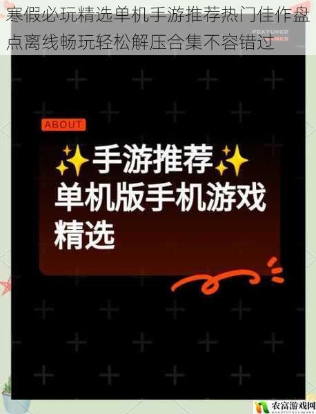 寒假必玩精选单机手游推荐热门佳作盘点离线畅玩轻松解压合集不容错过