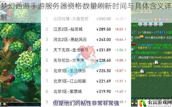梦幻西游手游服务器资格数量刷新时间与具体含义详解