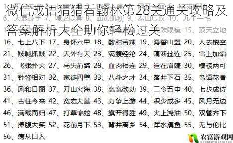 微信成语猜猜看翰林第28关通关攻略及答案解析大全助你轻松过关