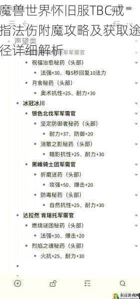魔兽世界怀旧服TBC戒指法伤附魔攻略及获取途径详细解析